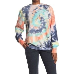 AFRM Munroe Printed Crew Neck Sweatshirt In Soft Multi Spiral size XS